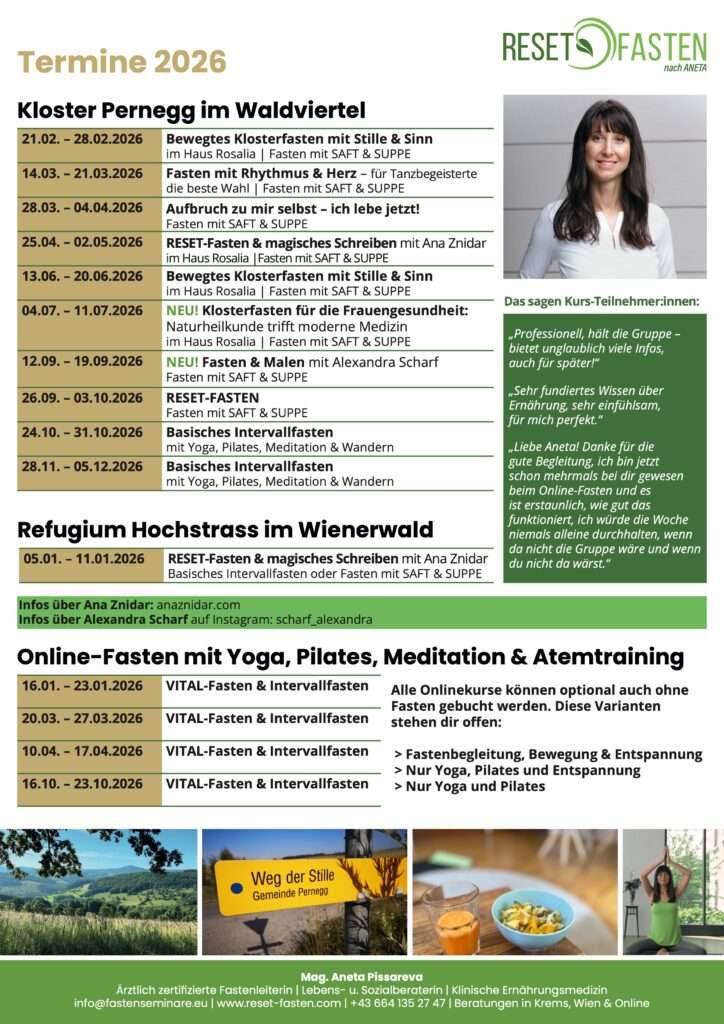 Kurstermine 2026 Fasten mit Aneta